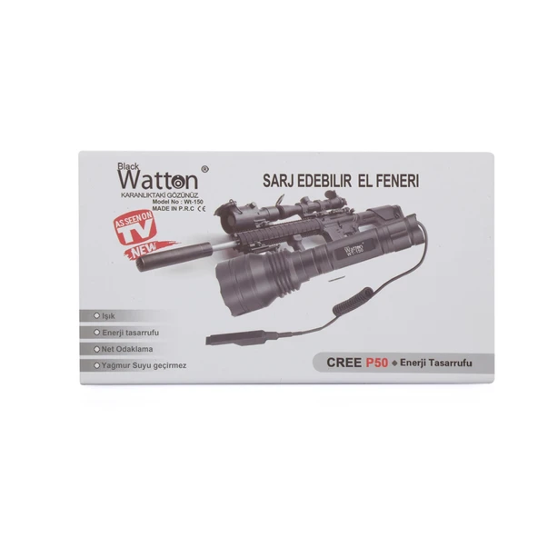Profesyonel P50'Led 3.000 Lümen  Şarjlı Av Feneri Wt-150 - 2