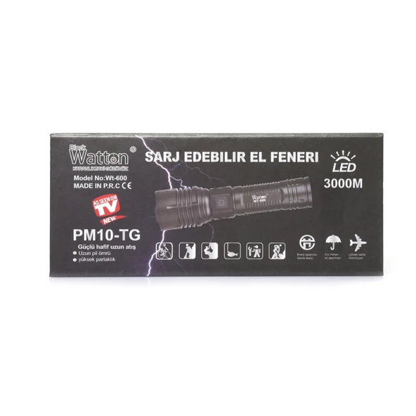 3000 Lümen  Güçlü EL Feneri Wt-600 - 4