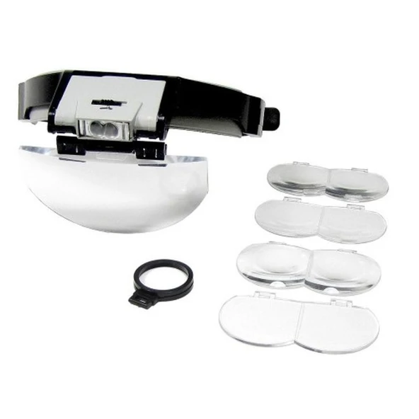 Lens Takmalı 5 Lenslı Led Lambalı Şapka Tip Büyüteç TG-53-vice/(1395) 437 - Resim 2