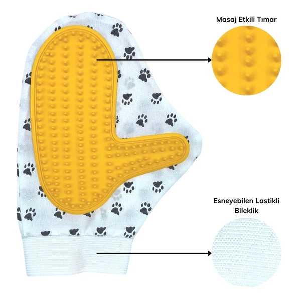 Kedi Köpek Yıkama Tüy Açıcı Düğüm Çözücü Plastik Tımar Masaj Eldiveni El Fırçası - 4