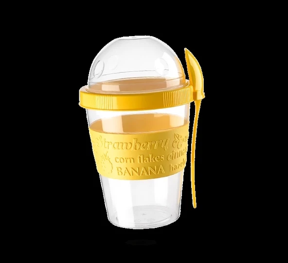 Meyve Hazneli - Kaşıklı Portatif Yoğurt Kabı - Resim 4