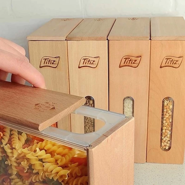 Ahşap Saklama Kabı Woodbox Bakliyat Organizer 1.7 LT - 5