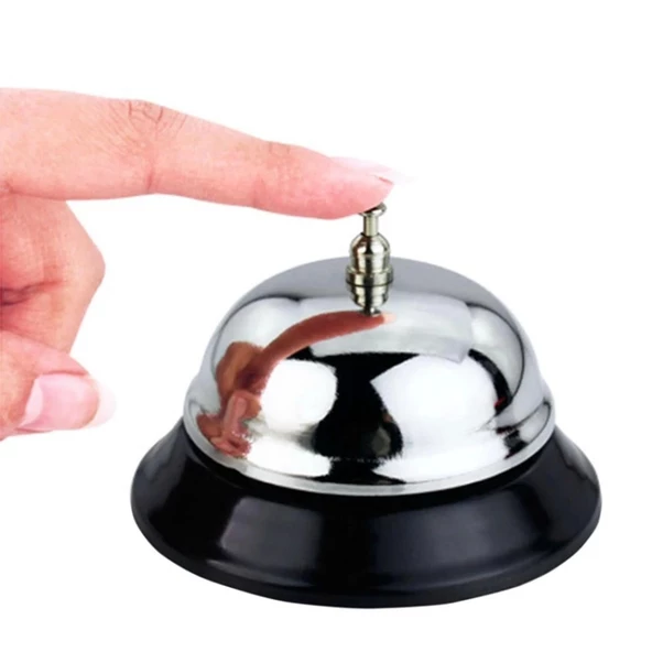 Resepsiyon Zili - Masa Zili Otel Resepsiyon Görevli Çağırma Çanı Gümüş - Resim 3