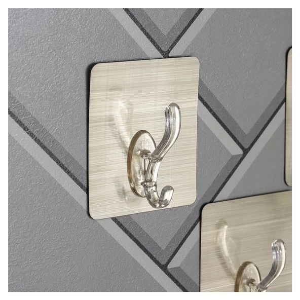 6lı Gold Kanca Askı Güçlü Yapışkanlı Mutfak Banyo Askısı - Resim 4