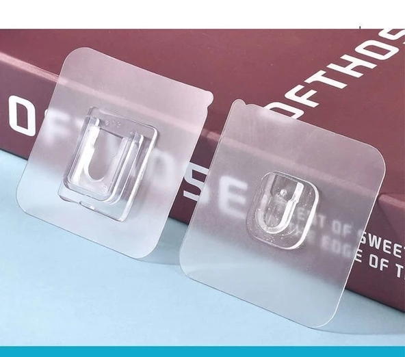 20 Adet Şeffaf Çift Taraflı Yapışkanlı Geçmeli Klips Eşya Sabitleme Askısı - Resim 5