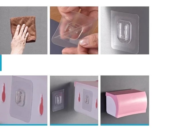 20 Adet Şeffaf Çift Taraflı Yapışkanlı Geçmeli Klips Eşya Sabitleme Askısı - Resim 4