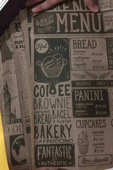 50 Ade Kendinden Desenli Yağlı Kağıt Vintage Gazete Desen Servis ve Sunum Kağıdı Karışık Desen - 5