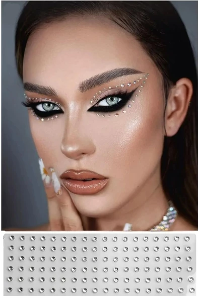 Yüz Taşı Kristal - Burun, Vücut Taşı, Tattoo Makyaj Taşı, Yapışkanlı, 24 Adet - 3