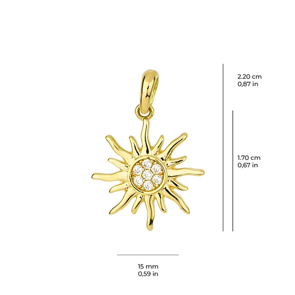14 Ayar Altın Güneş Kolye Ucu 1,26 gr - Resim 2