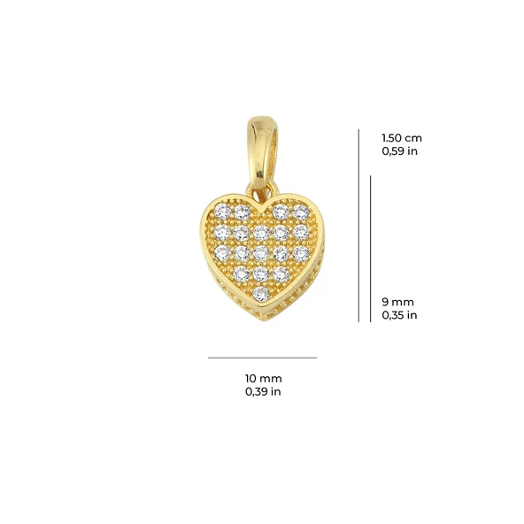 14 Ayar Altın Taşlı Kalp Kolye Ucu 1,22 gr - 2