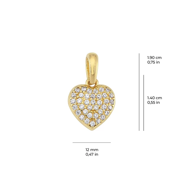 14 Ayar Altın Taşlı Kalp Kolye Ucu 0,71 gr - 2