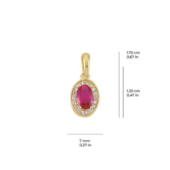 14 Ayar Altın Yakut Taşlı Kolye Ucu 0,77 gr - 2