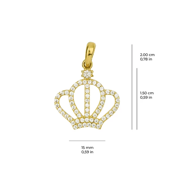 14 Ayar Altın Taşlı Taç Kolye Ucu 1,07 gr - 2