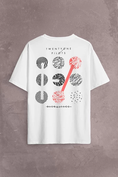 Twenty One Pilots Logo Stressed Sırt Ön Baskılı Oversize Tişört Unisex T-Shirt