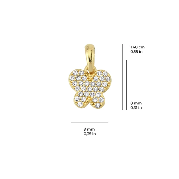 14 Ayar Altın Kelebek Taşlı Kolye Ucu 0,76 gr - Resim 2