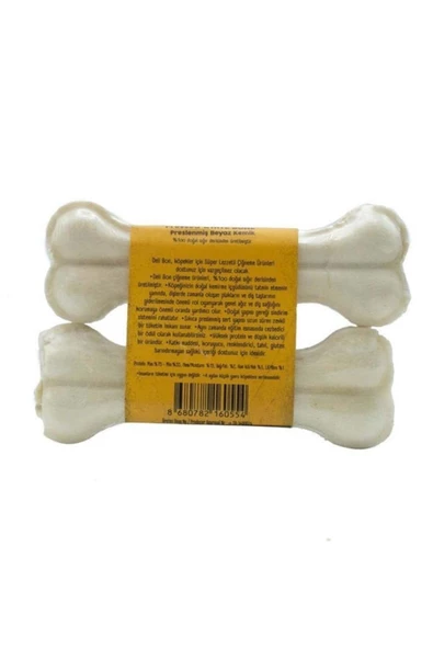 Beyaz Deri Köpek Çiğneti Pres Kemik 2x12cm - 3