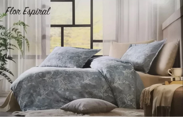 Özdilek Nevresim Takımı Ranforce Çift Kişilik Mavı Flor Espıral