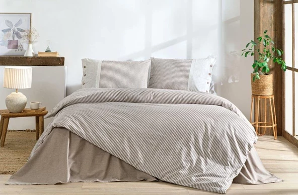 Özdilek Nevresim Takımı Ranforce Tek Kişilik Bej Natural Lıne