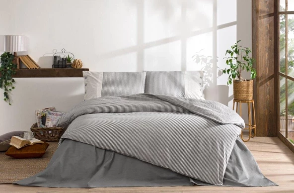 Özdilek Nevresim Takımı Ranforce Çift Kişilik Grı Natural Lıne