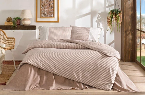Özdilek Nevresim Takımı Ranforce Çift Kişilik Somon Natural Lıne