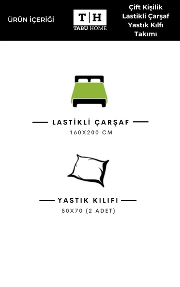 Tabu Home İpliği Boyalı Bej Çift Kişilik Lastikli Çarşaf - 2