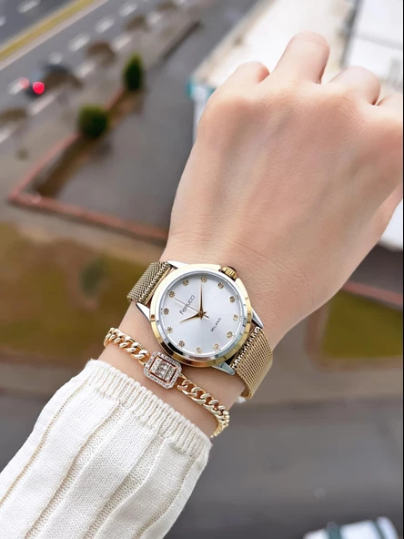 Ferrucci Çelik Kordon 2 Yıl Garantili Yeni Sezon 30 Mt Suya Dayanıklı Kadın Kol Saati BFC.03442.02 - Resim 2