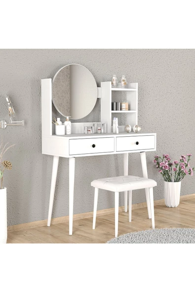 Roewood Efsane Makyaj Masası Beyaz Tabure Takım - 4