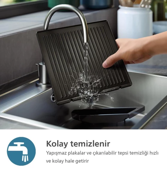 Philips HD6307/70 7000 Serisi Contact Grill 2200 W Izgara & Tost Makinesi - 8