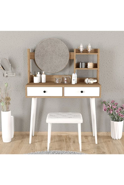 Roewood Efsane Makyaj Masası Ahşap Tabure Takım - 2