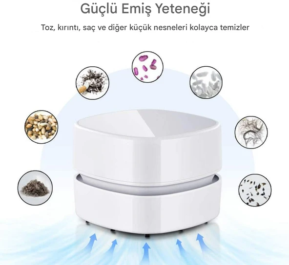 QASUL Şarj Edilebilir  Taşınabilir Kablosuz Mini Masa Süpürgesi - 2