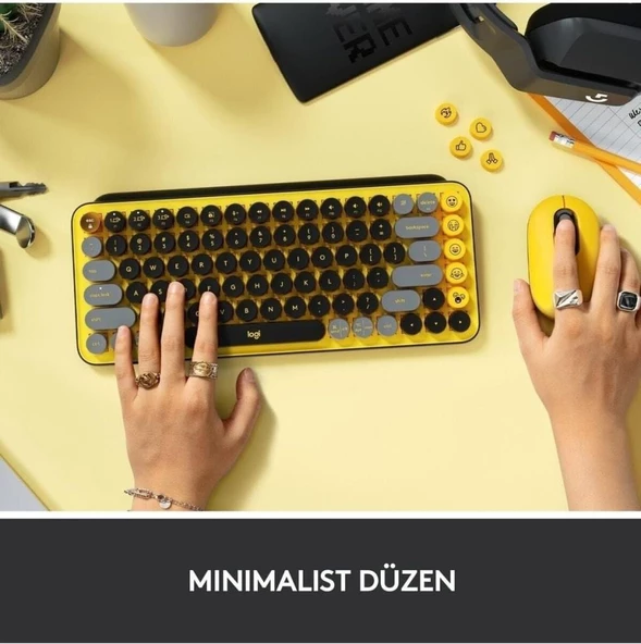 Logitech POP Keys Sarı Siyah Kablosuz Mekanik Klavye - 4