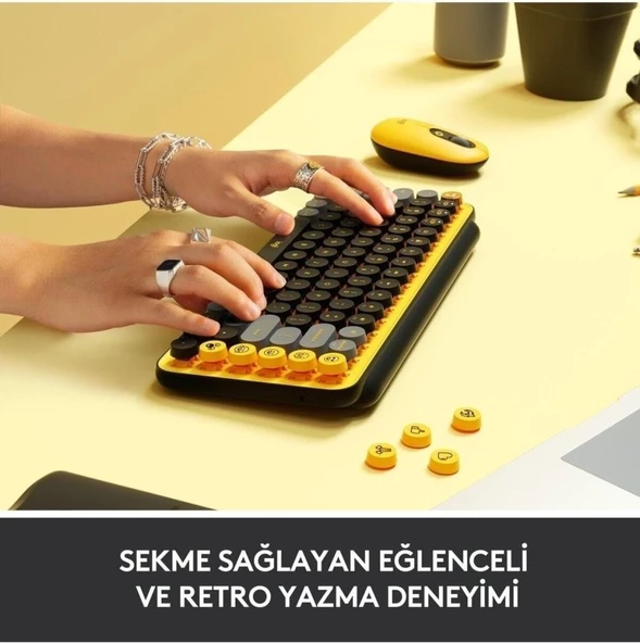 Logitech POP Keys Sarı Siyah Kablosuz Mekanik Klavye - 2
