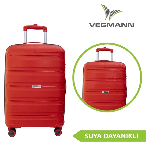 Vegmann Polipropilen (PP) Atlas Kırmızı Kabin Boy Valiz - 3