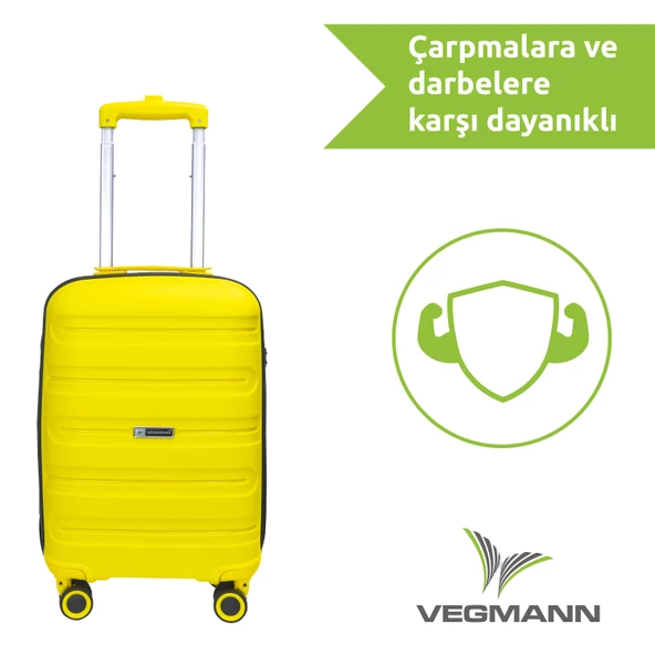 Vegmann Polipropilen (PP) Atlas Sarı Kabin Boy Valiz - 8
