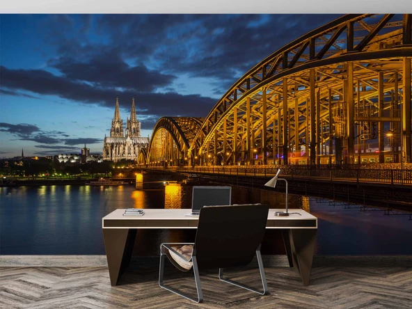 Köln Katedrali ve Hohenzollern Köprüsü Manzaralı Duvar Kağıdı - 4