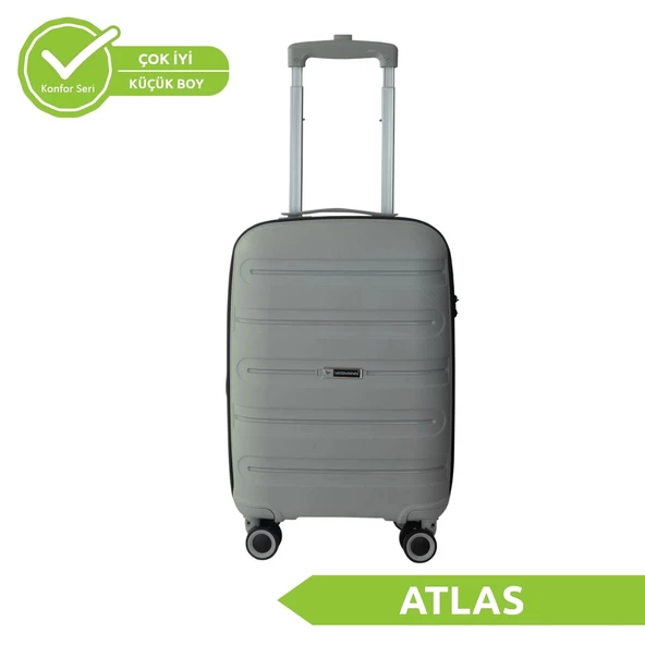 Vegmann Polipropilen (PP) Atlas Gri Kabin Boy Valiz ürün görseli