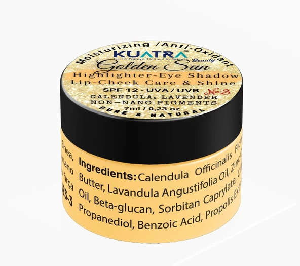 Kuatra Golden Sun Doğal İçerikli Nemlendirici Antioksidan Işıltı Veren Balm (Highlighter - Göz Farı- Aydınlatıcı) 7ml - 4