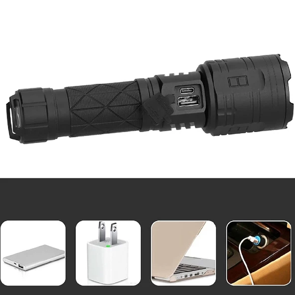 3000 Lümen Güçlü El Feneri  Wt-604 - Resim 3