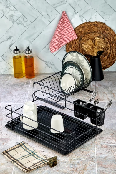 Cooker CKR2983 47x38 Cm 2 Katlı Metal Bulaşıklık - Siyah - 2