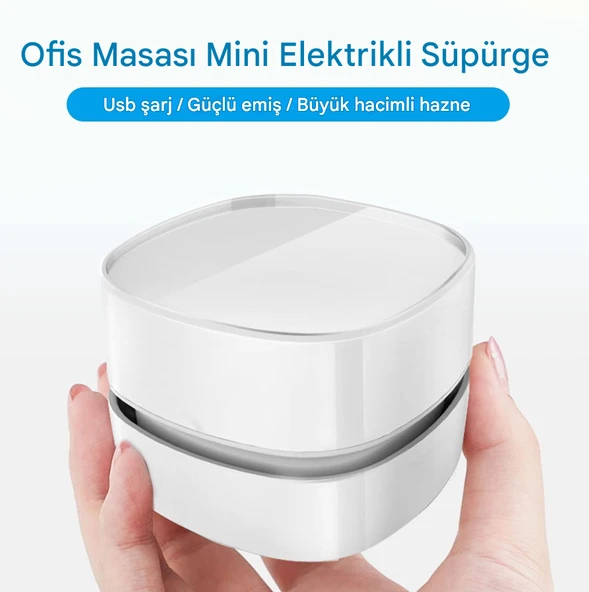 QASUL 360° Dönebilen Masa Toz Temizleyici Taşınabilir Mini Masaüstü Kırıntı Süpürgesi Ev Okul Ofis için - 4