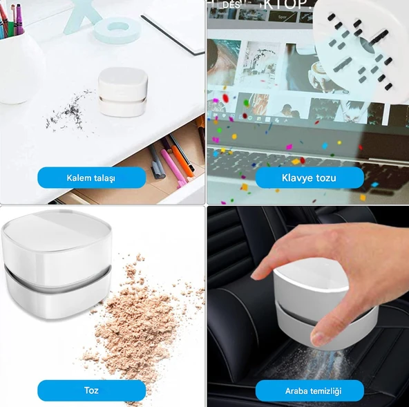 QASUL 360° Dönebilen Masa Toz Temizleyici Taşınabilir Mini Masaüstü Kırıntı Süpürgesi Ev Okul Ofis için - 2