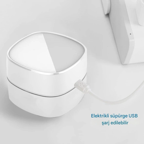 QASUL 360° Dönebilen Masa Toz Temizleyici Taşınabilir Mini Masaüstü Kırıntı Süpürgesi Ev Okul Ofis için - 5