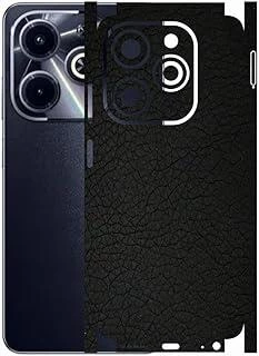Infinix Hot 40i ile Uyumlu Deri Desenli Siyah Arka Kaplama