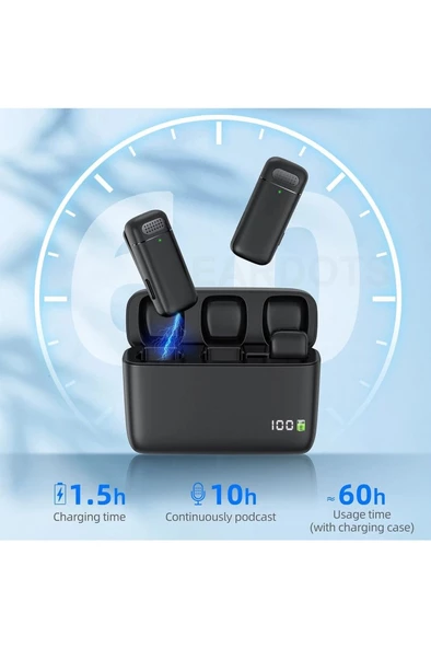 Viakıng Type-c Kablosuz İkili Yaka Mikrofonu Dock Şarj - 5