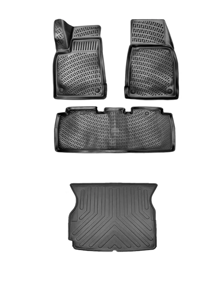 Tesla Model X 5 Koltuklu 2015-2021 3D Havuzlu Paspas ve Bagaj Havuzu Seti Bizymo