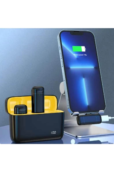 Viakıng Type-c Kablosuz İkili Yaka Mikrofonu Dock Şarj - 3