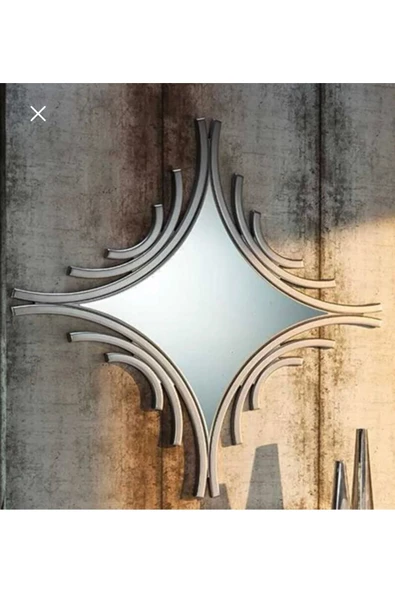 Evim-E Aksesuar Kabartmalı V Ayna (mdf Çerçeveli) Yaldızlı Gümüş Boyalu