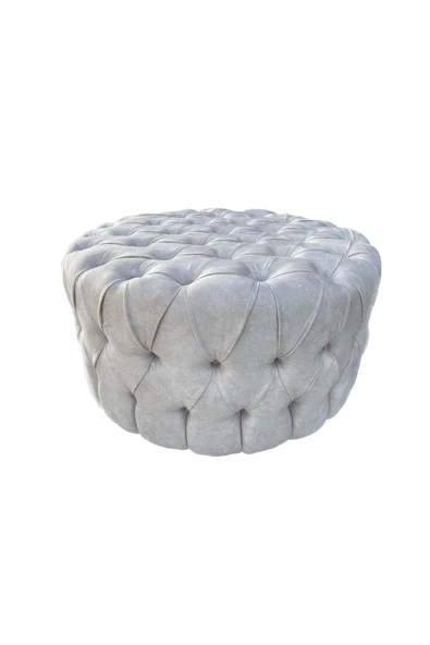 Evim-E Aksesuar 90 Cm Yuvarlak Puf & Orta Sehpa Tamamı Kapitoneli (düğmeli) + Kadife Kumaş - 2
