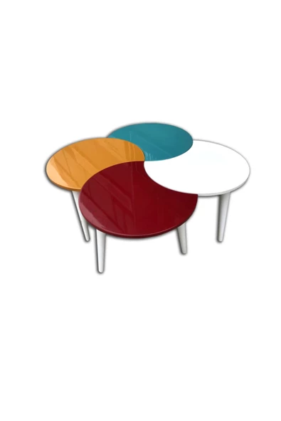 Evim-E Aksesuar Ay Sehpa Renkli, Hem Orta Sehpa Hem Zigon Sehpa (ahşap) - 2