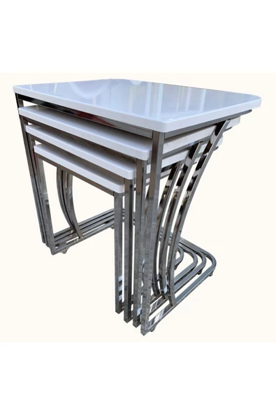 Evim-E Aksesuar 4'lü C Zigon Sehpa Tekerli (koltuk Altına Girebilen Model) - 3